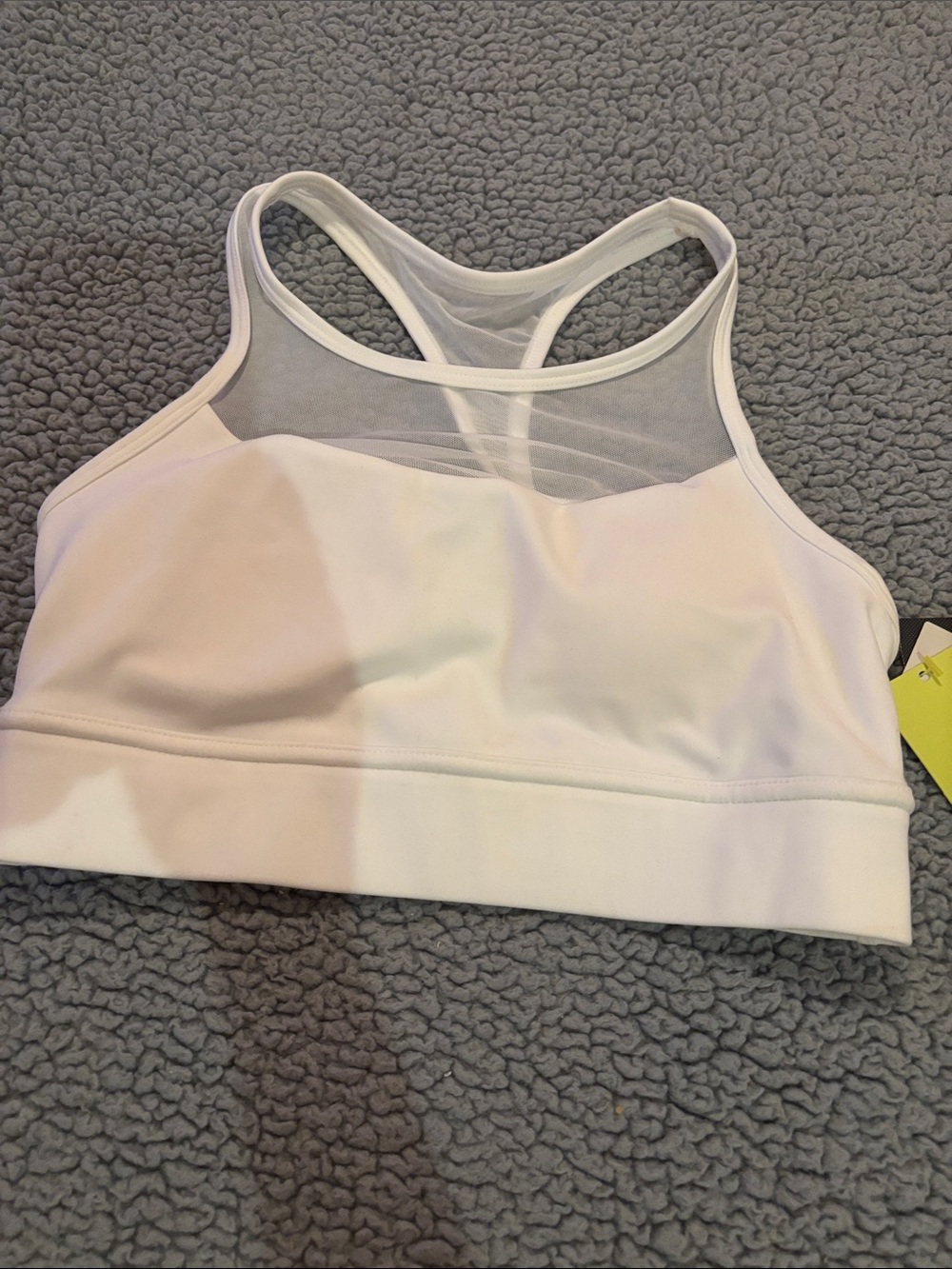 NWT all in motion White Mesh-Back Racerback Sports Bra